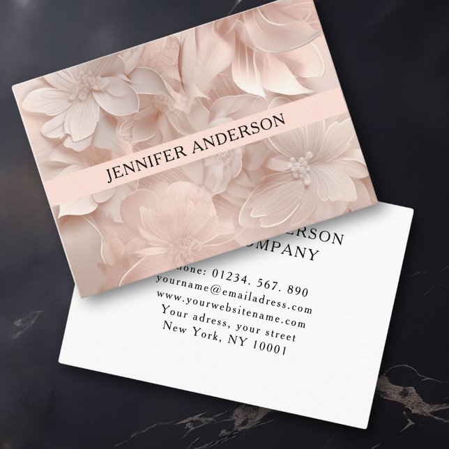 Luxury, Blush-Beige, Flower, Salon Business Card (Luxury, Blush-Beige, Flower, Salon Business Card)