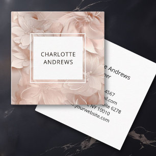 Luxury, Blush-Beige, Flower, Salon Square Business Card
