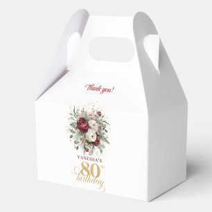 Luxury Blush Burgundy 80th Birthday Favour Box