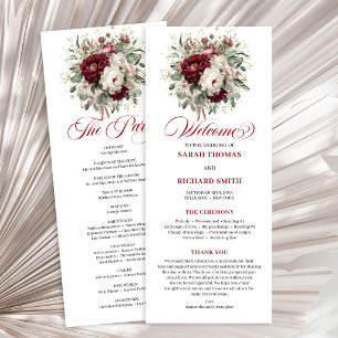 Luxury Blush Burgundy Floral Wedding Program Programme