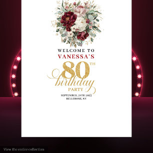 Luxury Blush Floral 80th Birthday Tapestry