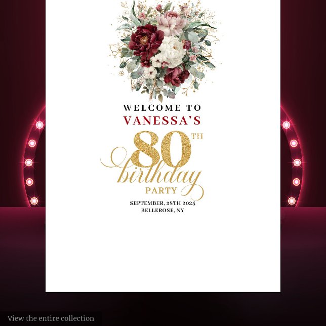 Luxury Blush Floral 80th Birthday Tapestry (Luxury Blush Floral 80th Birthday Tapestry)