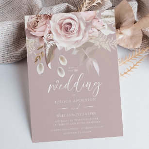 Luxury Blush Floral Botanical Wedding Invitation