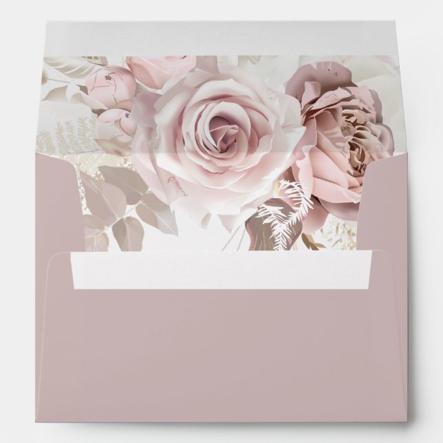 Luxury Blush Floral Wedding Envelope (Back (Bottom))