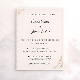 Luxury Blush Floral Wedding Invitation