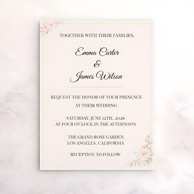 Luxury Blush Floral Wedding Invitation (Luxury blush wedding themed invitation)