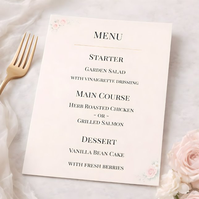 Luxury Blush Floral Wedding Menu (Creator Uploaded)