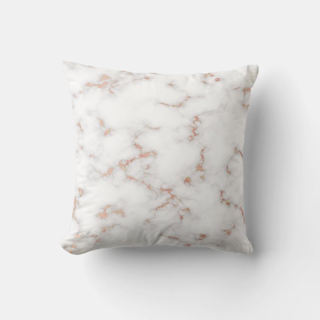 Luxury Blush Glitter Pink White Marble Cotton Cushion (Front)
