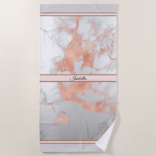 Luxury Blush Glitter White Pink Marble Customise Beach Towel