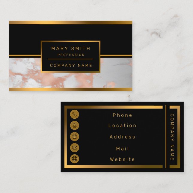 Luxury Blush Glitter White Pink Marble Customise Business Card (Front/Back)