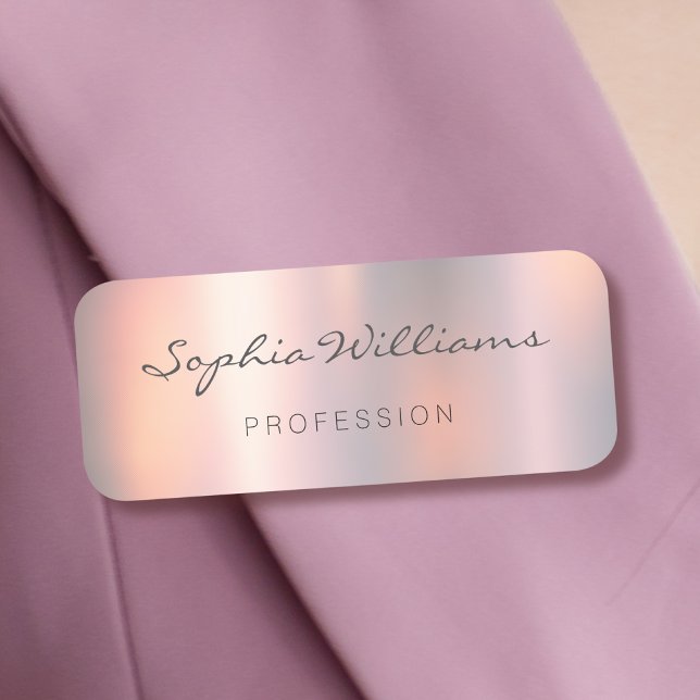Luxury Blush Metallic Modern Script Name Tag (Creator Uploaded)