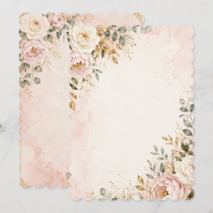 Luxury Blush Pink Floral Gold Wedding Invitation