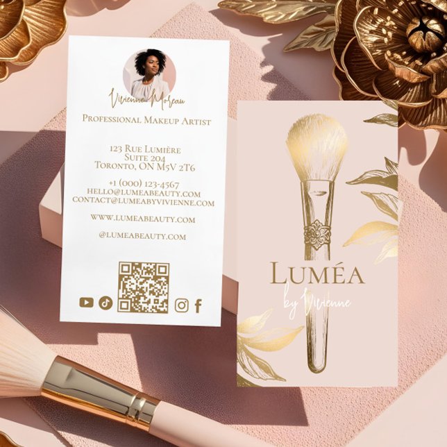 Luxury Blush Pink Gold Beauty Makeup Artist Studio Business Card (Luxury Blush Pink Gold Beauty Makeup Artist Studio Business Card)