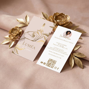 Luxury Blush Pink Gold Beauty Makeup Artist Studio Business Card