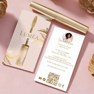 Luxury Blush Pink Gold Beauty Makeup Lash Studio Business Card