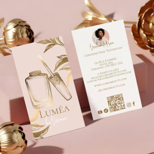 Luxury Blush Pink Gold Beauty Nail Manicure Studio Business Card