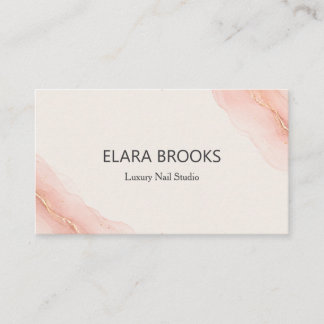 Luxury Blush Pink Gold Nail Salon Business Card