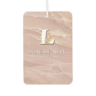 Luxury Blush Pink Marble Beauty Salon Logo Car Air Freshener