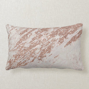 Luxury Blush Pink Rose Glitter Marble Cotton Lumbar Cushion