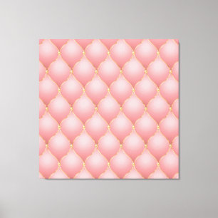 Luxury Blush Pink Rose Gold Diamond Tufted Pattern Canvas Print