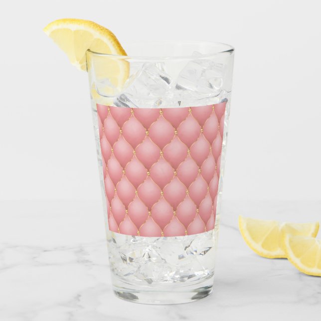 Luxury Blush Pink Rose Gold Diamond Tufted Pattern Glass (Front Ice)