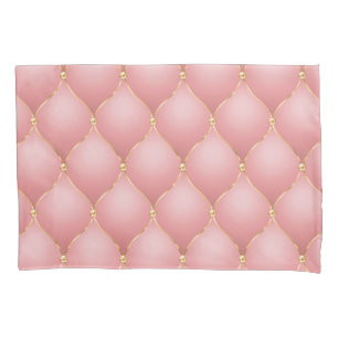 Luxury Blush Pink Rose Gold Diamond Tufted Pattern Pillowcase