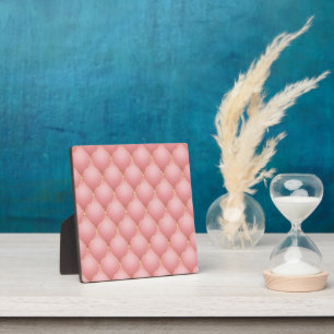 Luxury Blush Pink Rose Gold Diamond Tufted Pattern Plaque