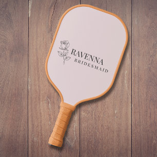 Luxury Blush Pink Rose Line Art Personalised Name  Pickleball Paddle