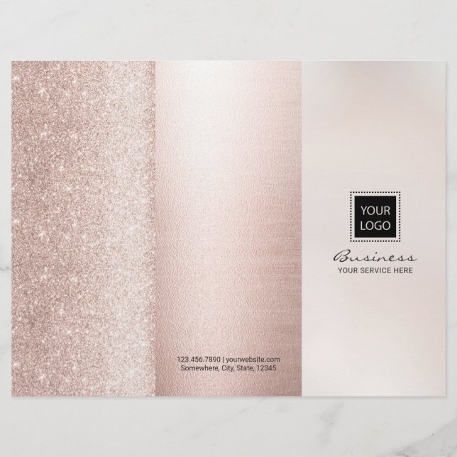 Luxury Blush Rose Gold Beauty Salon Tri-fold (Front)