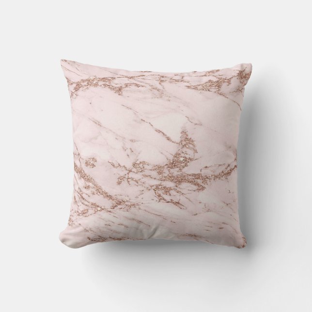 Luxury Blush Rose Pink Glitter Marble Cotton Cushion (Front)