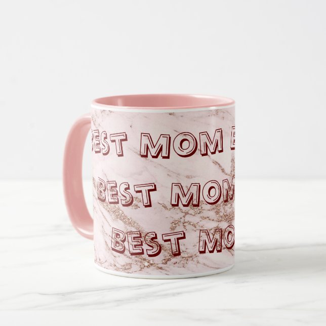 Luxury Blush Rose Pink Glitter Marble Customise Mug (Front Left)