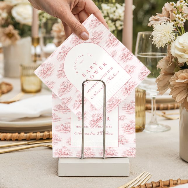 Luxury Blush Toile Baby Shower Napkin (Creator Uploaded)