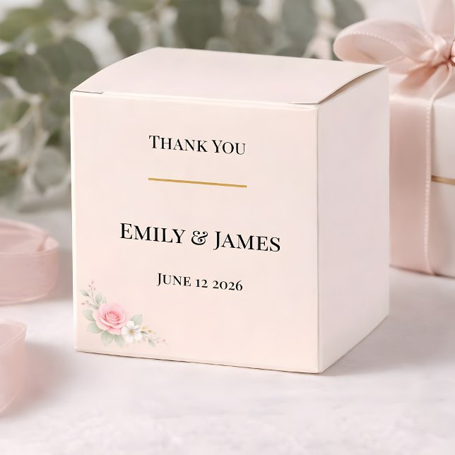 Luxury Blush Wedding  Favour Box (Luxury blush wedding favor box with floral design)