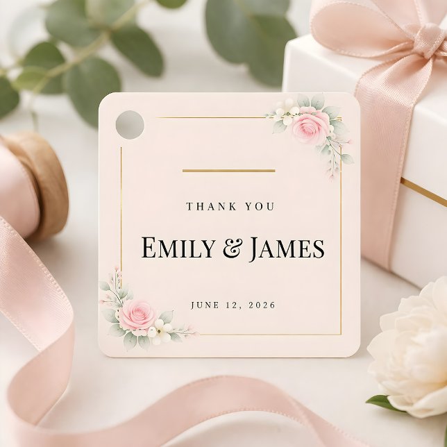 Luxury Blush Wedding  Favour Tags (Luxury blush wedding themed favor tag)