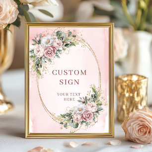 Luxury Boho Blush Pink Greenery Custom Sign