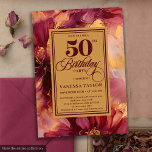 Luxury Boho Burgundy Gold Flowers 50th Birthday  Invitation<br><div class="desc">✅ For matching items search 26-50 in my collections ✅ Celebrate a milestone in style with this luxury 50th birthday invitation featuring burgundy, blush, maroon, and deep red roses accented with elegant gold leaves. The boho floral watercolor design combines romantic blush tones with rich marsala and merlot hues, making it...</div>
