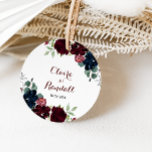 Luxury Boho Colorful Floral Wedding  Classic Round Sticker<br><div class="desc">This luxury boho colorful floral wedding classic round sticker is perfect for a rustic wedding reception. The design features elegant watercolor blue,  burgundy,  pink and blush flowers with green foliage.</div>