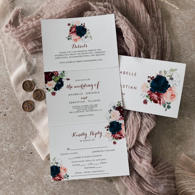 Luxury Boho Colourful Floral Trifold Wedding  (Creator Uploaded)