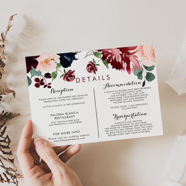 Luxury Boho Colourful Floral Wedding Details  Enclosure Card (Creator Uploaded)
