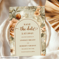 Luxury Boho Earthy Ivory Sage Floral Save the Date