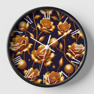 Luxury Boho Gold Rose Modern Collection Clock