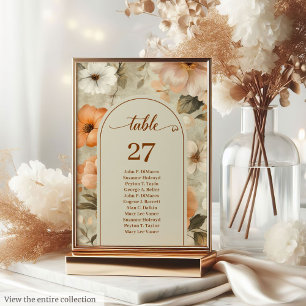 Luxury Boho Rusty Ivory Sage Floral Table Number
