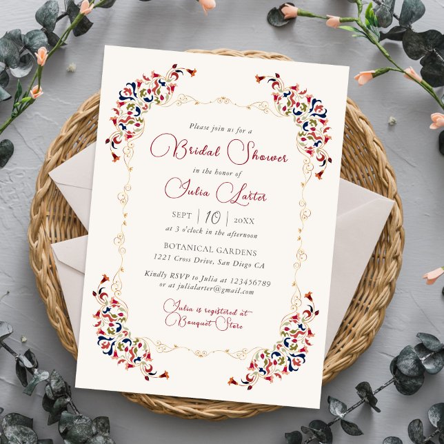 Luxury Botanical Floral Paisley Bridal Shower Invitation (Creator Uploaded)