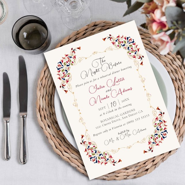 Luxury Botanical Floral Paisley Rehearsal Dinner Invitation (Creator Uploaded)