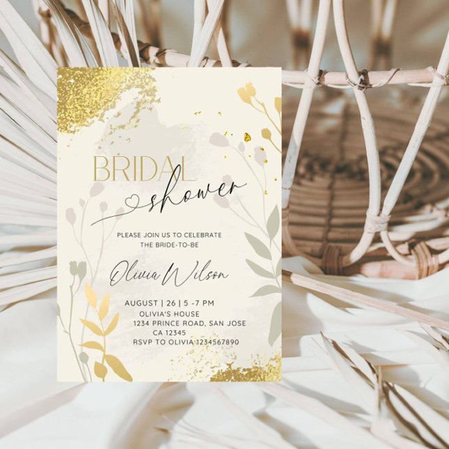  Luxury Botanical Gold Bridal Shower Party Invitation (Creator Uploaded)