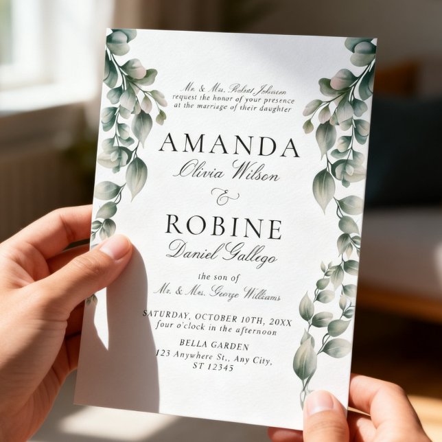 Luxury Botanical Greenery Wedding Invitation (Creator Uploaded)