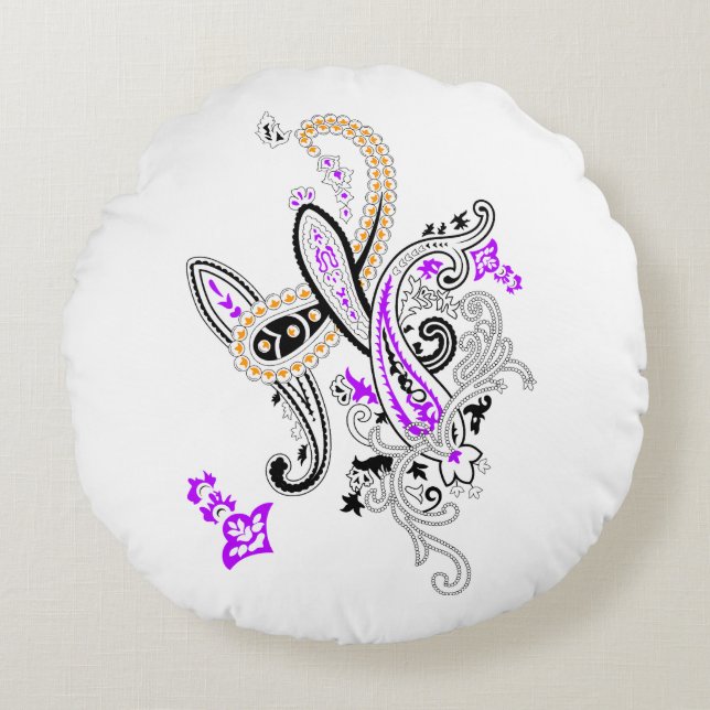 Luxury Botanical Paisley Collection Round Cushion (Front)