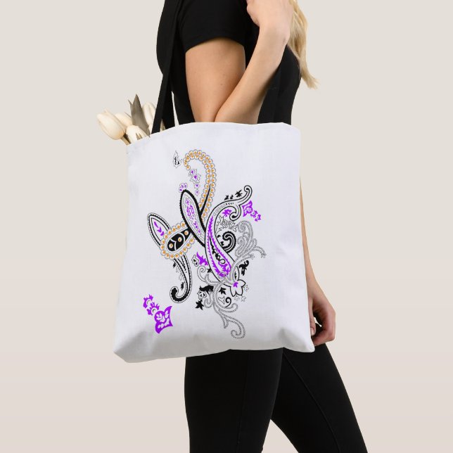 Luxury Botanical Paisley Tote Bag (Close Up)
