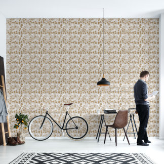 Luxury Botanical Vine Floral Gold Cream Ivory Wallpaper