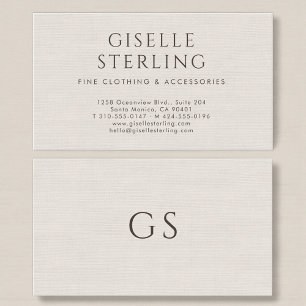 Luxury Boutique Fashion Ivory Faux Linen Business Card